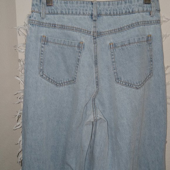 Light blue denim jends with distressed front and french - Picture 4 of 9